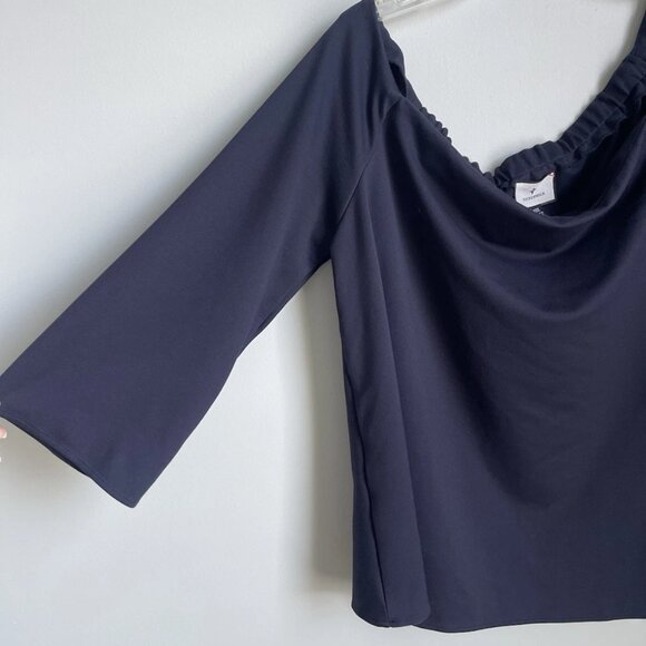 Tuckernuck Navy Blue Square Neck 3/4 Sleeve Top Women's - Picture 4 of 7